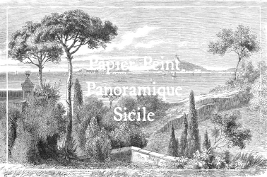 Papier Peint Panoramique sur mesure - Gravure Sicile